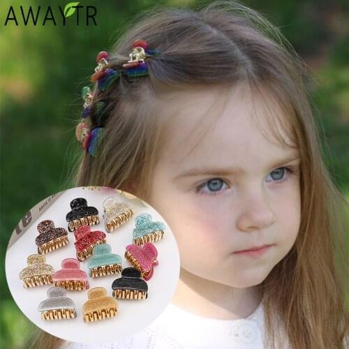 AWAYTR Candy Colors Acrylic Plastic Small Ponytail Hair Claw Clips Girls Hairpins Crab Hair Tins Clamps Fashion Hair Accessories