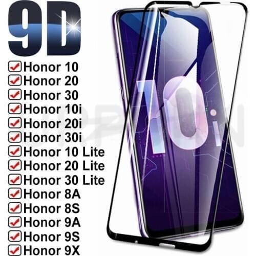 9D Tempered Glass on the Honor 8A 8S 8X 9X 9A 9C 9S 10i 20i 30i Screen Protective Glass For Huawei Honor 10 20 30 Lite Film Case