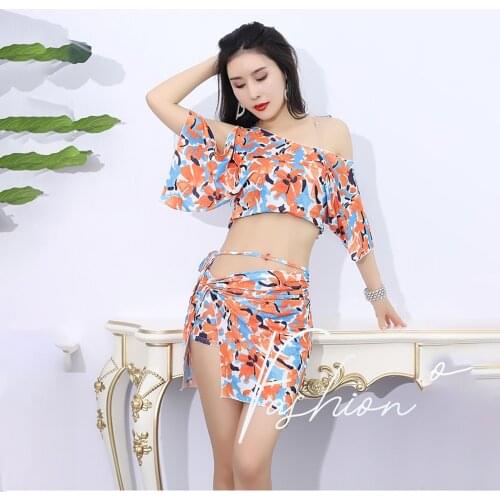Belly dance costume summer new sexy top+short skirt dance clothes oriental dance performance clothes suit women dance set