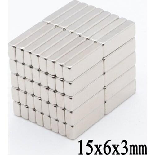 100pcs 15mmx6mmx3mm Super Strong magnets 15*6*3 mm Block NdFeB Cuboid Rare Earth Neodymium Magnets 15x6x3 mm