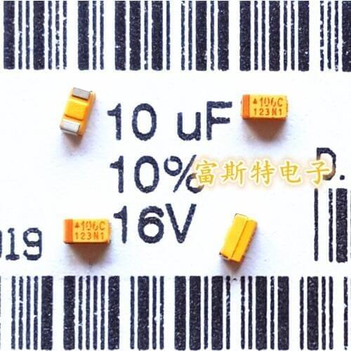 100PCS/LOT SMD tantalum capacitors 106C 10UF 16V C 6032/C Polarity 16V10UF