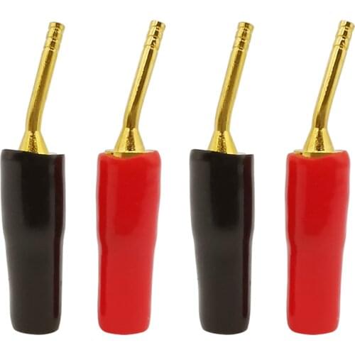 4Pcs/lot Small Banana 2mm Plug Angle Pin Connector Screw Lock Terminals Wiring Audio Hi-fi Speaker Adapter