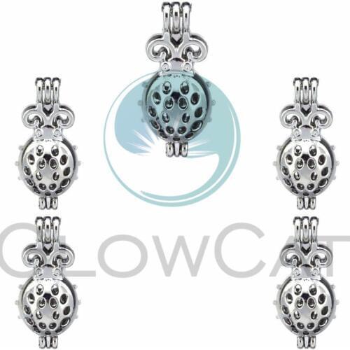 5X Pearl Cage Locket Pendants Aromatherapy Insects Essential Oil Diffuser Locket For DIY Necklace Jewelry