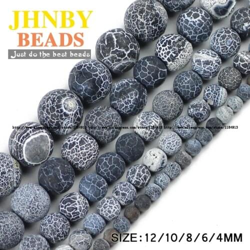 JHNBY Black Weathered carnelian beads Natural Stone Top quality Round Loose beads ball 4/6/8/10/12MM Jewelry bracelet making DIY