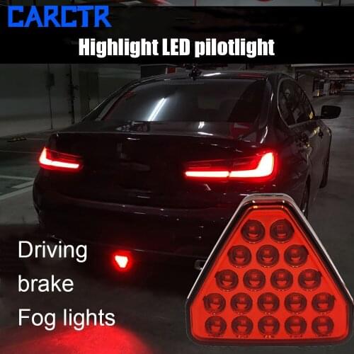 CARCTR 12V Triangle Pilot Light General Modified 19LED Car Tail Warning Collision Prevention Flashing LED Brake Car Flash Bulbs