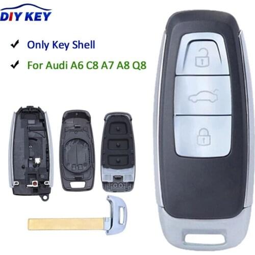 DIYKEY Smart Remote Car Key Shell Case FOB 3 Button for Audi A6 C8 A7 A8 Q8 2017 2018 2019 2020