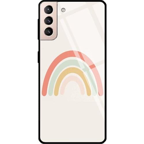 Minimal Boho Earthy Rainbow Tempered Glass Cover For Samsung Galaxy S21 Ultra S20 FE S8 S9 S10 Plus Note 10 20 Case