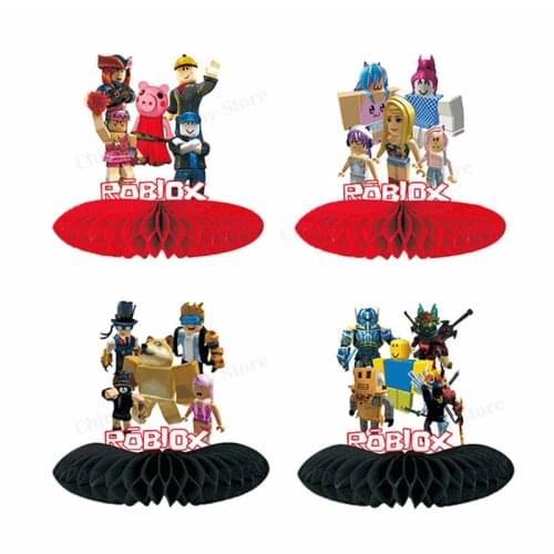 Roblox Party table decoration Paper Holder Fan-shaped Honeycomb ornaments Free Standing Child Birthday Catoon Figure Robot Toys