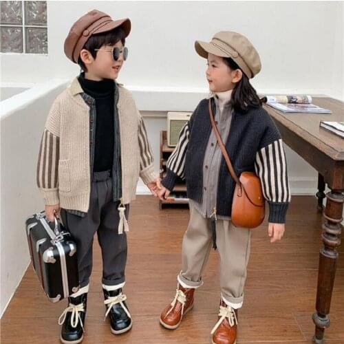 Childrens Clothing Spring 2021 New 2-7Years Girls Jacket For Boys Coat For Kids Knitted Cardigan Sweater Jacket Tops Clothes