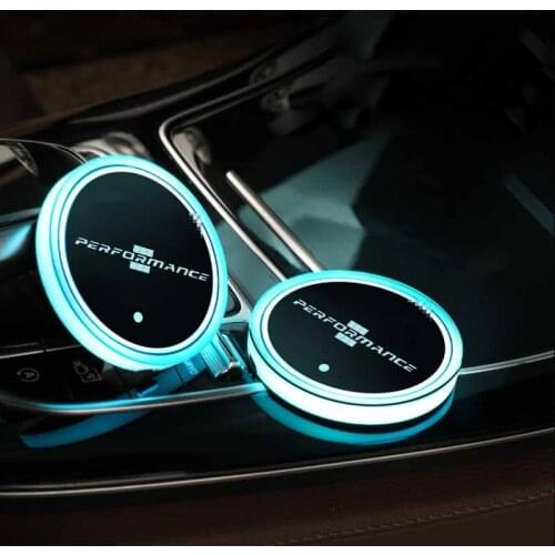 For BMW G30 F30 F34 F20 F16 F25 F26 F07 F48 E70 E90 E92 E60 E84 E87 2pcs Led Car Logo Cup Lights Luminous Coaster Drinks Holders