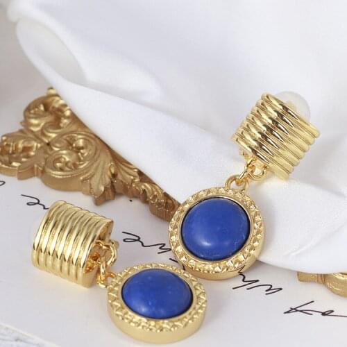 European and American simple blue stone fashion creative ear clip goth earrings jewelry for women