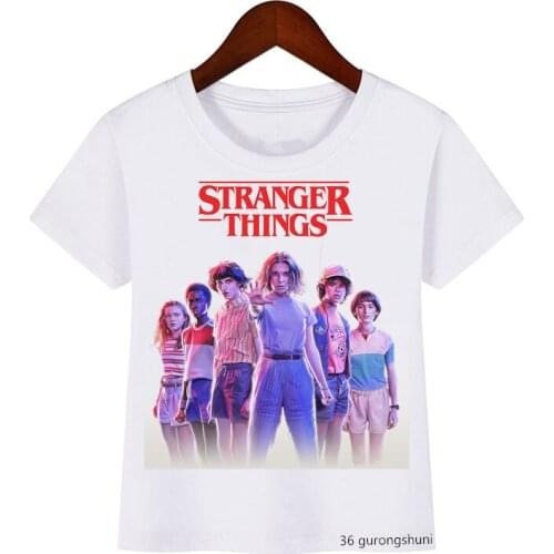 Stranger Things Upside Down Printed T-shirt Boys/Girls Children Clothing Harajuku Summer Tops White Casual T Shirt Kids Clothes