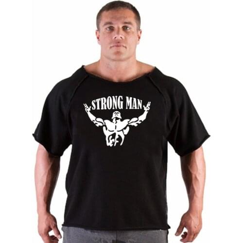 Men Short sleeve Oversized T-shirt GYM Gray Print t shirt Gym Fitness Bodybuilding Workout Tees Tops Male Summer Brand Clothing