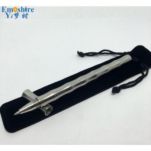 Art Bamboo Style Stainless Steel Ballpoint Pen Bamboo Brass Roller Ball Pens with Stainless Steel Neutral Signature Pen P309