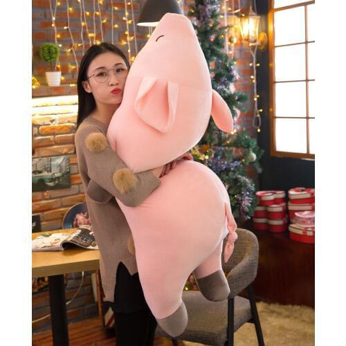 New style lovely pink prone pig plush toy huge 120cm soft cotton pig doll hugging pillow christmas gift b0010