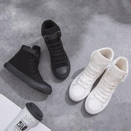 LEOSOXS Women Canvas Shoes High-Top Casual Sneakers Female White Shoes Women Vulcanized Sneakers Running Shoes Sport Canvas