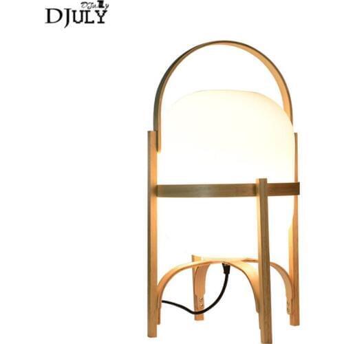 Chinese style wood glass portable table lamp for living room study home deci bedroom bedside lamps art led desk light fixtures