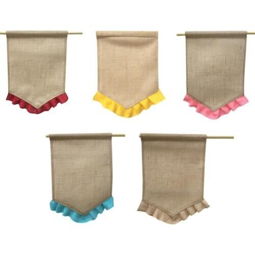 DIY Linen Guide Flag Garden Engagement Christmas Party Hanging Signpost Wedding Decoration Retro Festival DIY Linen Pull Flag