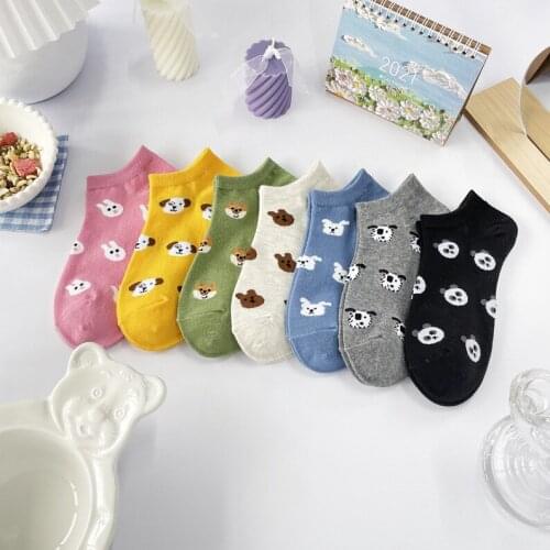 Cute Animal Spring Women Socks Short Korean Style Funny Cat Dog Panda Low Cut Ankle Short Sox Happy Soks Medias streetwear Sock