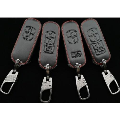 Fashion Leather Car Remote Key Case Fob Cover For Mazda 2 3 6 Atenza Axela CX-5 Cx5 Cx 5 CX-7 CX-9 2015-2019 Smart 2/3/4 Buttons