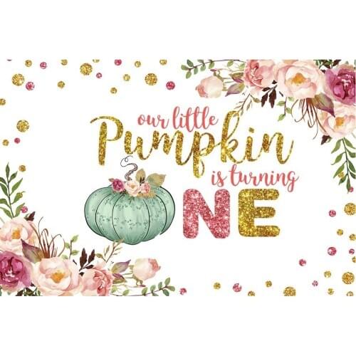 Cartoon Pumpkin Backdrop Flowers Photography Background Holiday Celebration Party Decoration Photo Booth Studio Prop