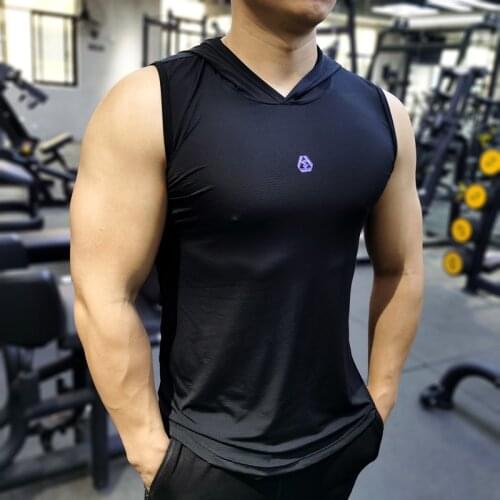 Men Bodybuilding basketball Tank Tops Gym Workout Fitness Hoodie shirt Running Vest Male Summer sports Hooded Quick Dry T shirt