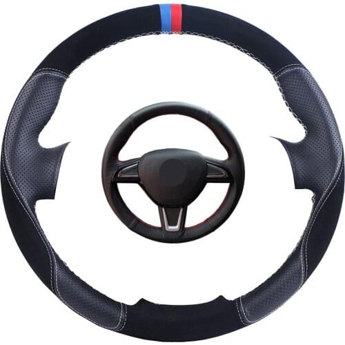 Custom Made Car Steering Wheel Cover Black For Skoda Yeti 2014 2015 2016 Rapid 2015 Suede Leather Auto Steering Wheel Braid