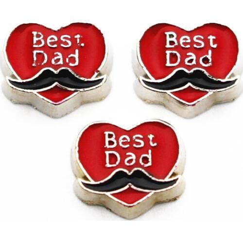 New Arrival 10pcs/lot heart Silver best dad floating charms charms living glass memory lockets diy jewelry Accessory