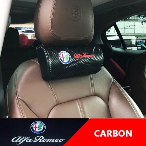 Carbon Fiber Headrest Pillow Car Seat Pillow for Alfa Romeo Giulia Stelvio Interior Modification Accessories