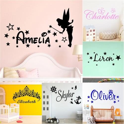 Custom Name Wall Sticker Removable Diy Wall Decals For Kids Room Baby Room Decoration Wall Decor Sticker Mural