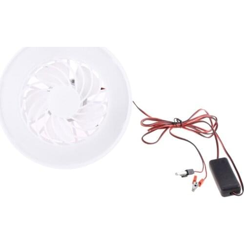12V Ceiling Fan with LED Lamp Hanging Camping Tent Fan for Outdoor Hiking Home B95C