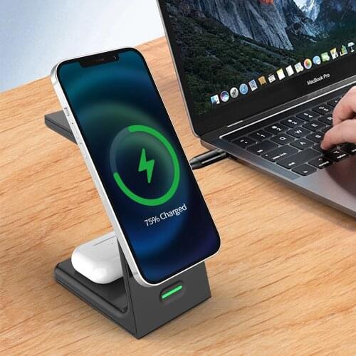 Qi 15W Fast Wireless Charge 3 in 1 for Apple iPhone 12 / Mini Chargers for Apple Watch 6 SE AirPods Pro 2 3 Charger Holder