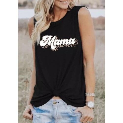 Leopard Mama O-Neck Casual Tank top mama life Tee Summer style Tanks trendy tank holiday shirts women trendy tops