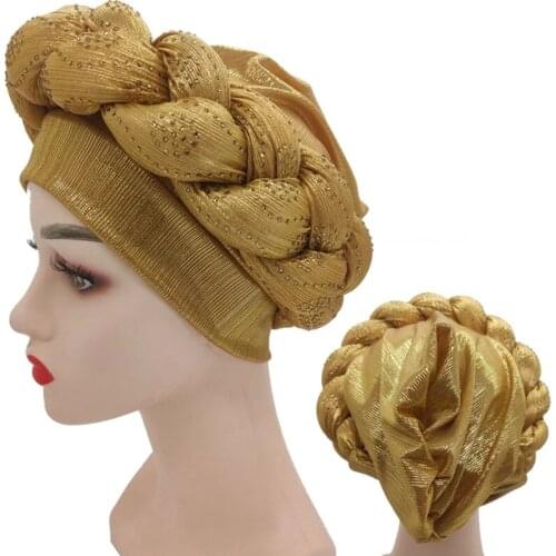 2021 NEW Female Turban Caps Cross Ready to wear headscarf bonnet arab head wraps african Women braid turbans auto gele Headties