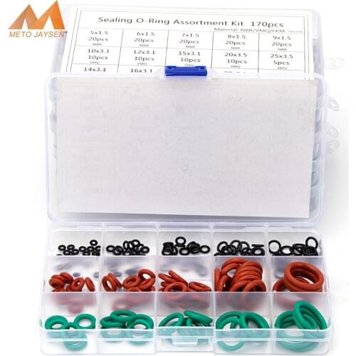 125-150-225-279-300pcs Sealing O-ring Silicone NBR VMQ FKM Red Black White Green Gasket Replacement CS 1.5mm 2.4mm 3.1mm S24
