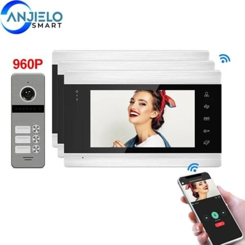 Smart Tuya WiFi Wired 960P Video Door Phone Intercom System With 7 inch Moniter Motion Detection for Multi-Apartments Security