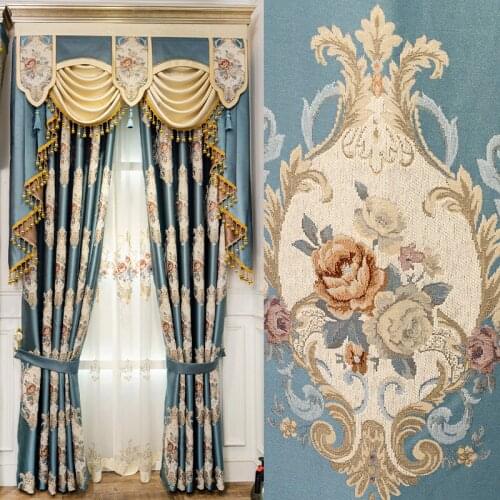 European Style Chenille Jacquard Curtains High-end Luxury Living Room and Bedroom Shading Luxury High-precision Curtain