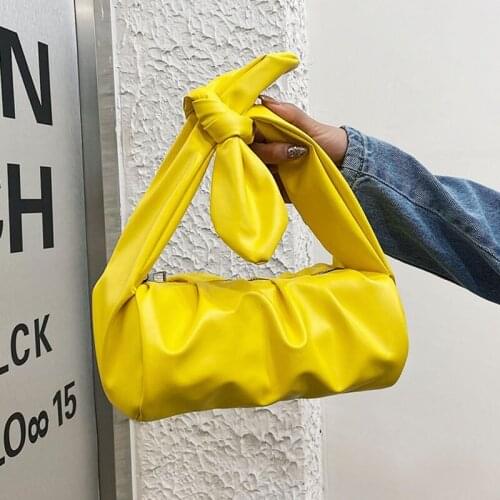 Womens Handbag 2021 Summer Brand Designer Wrinkled Underarm Bags Candy Color Drum Shoulder Bag Bolsa Feminina Small Totes Purse