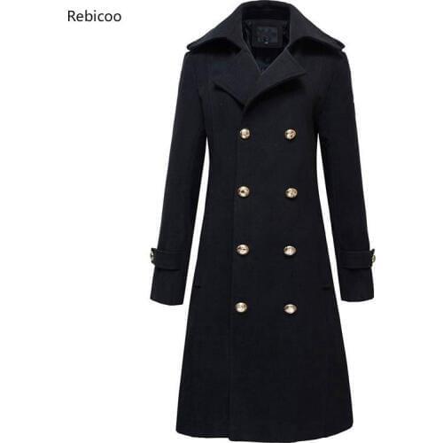 Winter Mens Military Double Breasted Wool Blend Long Jackets For Man Female Cotton Padded Warm Long Coats Male Windbreakers