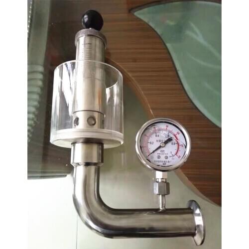 1.5" Tri Clamp 0.2-2.2 Bar Adjustable Pressure Relief Safety Valve Sanitary 304 Stainless Steel Beer Brew Pressure Gauge