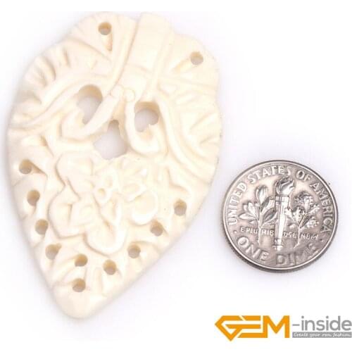 31x50mm Large Flower Butterfly Carved Bone Cabochon Beads For Jewelry Making 1 Pcs To Sale Free Shipping