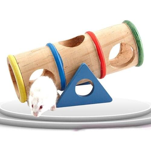 1 Pcs Hamster Seesaw Toy Wooden Tunnel Hideout Toys For Rodent Hamster Cage Small Pet Ferret Exercise Rat Climbing Exercise Toys