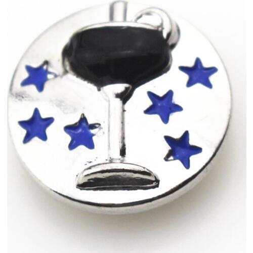10pcs/lot Enamel wine glass Snap Buttons for 18mm Lock Snaps Bracelet&Bangles DIY Snap Pendants Jewelry Charms