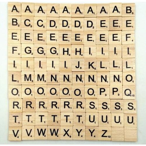 100Pcs/set English Words Wooden Letters Alphabet Tiles Black Scrabble Letters & Numbers For Crafts Woods