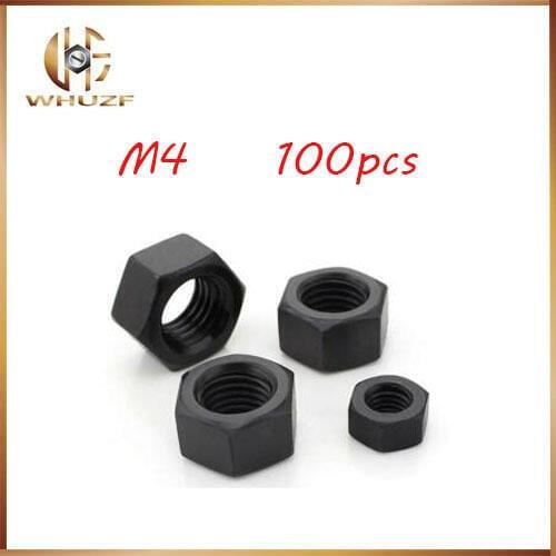 100pcs M4 Nut Hex Nut Grade 8 Black High Strength Carbon Steel Hex Nut Best Selling Stainless Nutstainless bolts,nails