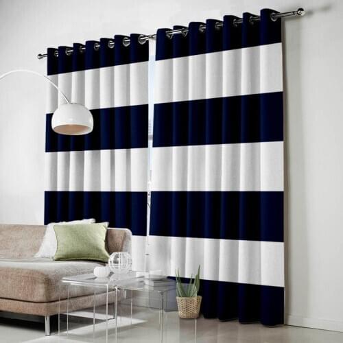 3D HD printing American retro light luxury blackout curtain fabric Striped Roman curtain Customized