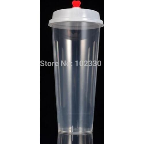 500pcs Disposable Plastic Cups With Lids Juice Coffee Milky Tea For Party Weddings Thicken Cold Hot Drinks Cup 700ml