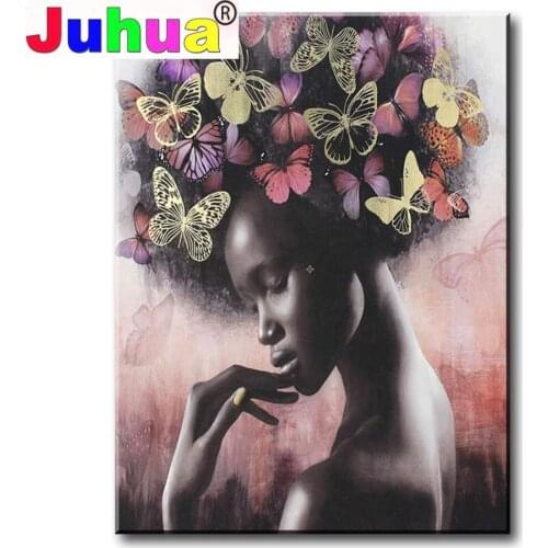 Diamond Painting Butterfly Africa Girl 3d cross stitch Diy Diamond embroidery Pretty Woman art mosaic stitch cross full round