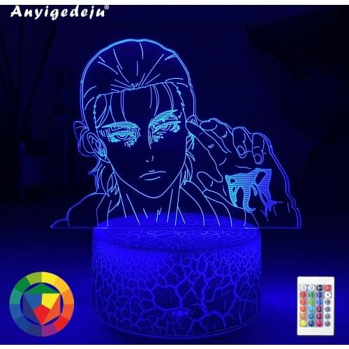 Anime Led Lamp Attack on Titan Eren X Jujutsu Kaisen for Kid Bedroom Decor Birthday Gift Manga AOT Attack on Titan 3d Led Light
