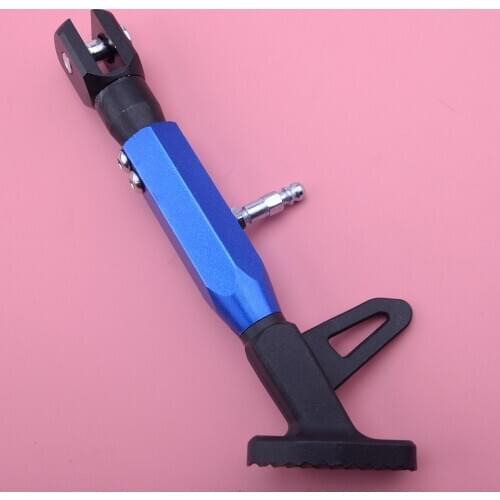 Black Blue 19-22CM CNC Alloy Adjustable Motorcycle Single Side Stand Leg Foot Kickstand Supporter
